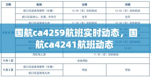 国航ca4259航班实时动态，国航ca4241航班动态 