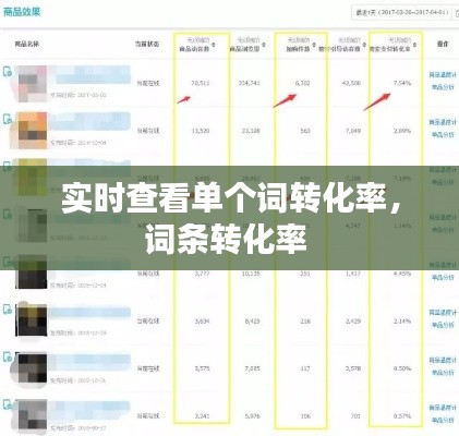 实时查看单个词转化率，词条转化率 