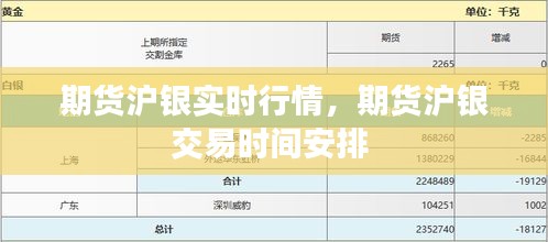 期货沪银实时行情，期货沪银交易时间安排 