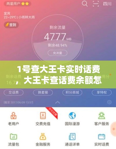 1号查大王卡实时话费，大王卡查话费余额怎么查 