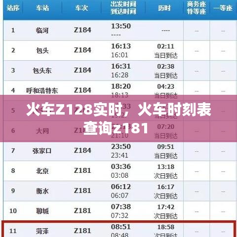 火车Z128实时，火车时刻表查询z181 