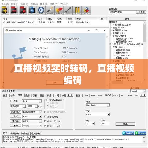 直播视频实时转码，直播视频编码 