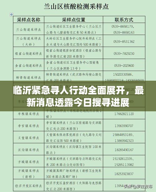 临沂紧急寻人行动全面展开，最新消息透露今日搜寻进展