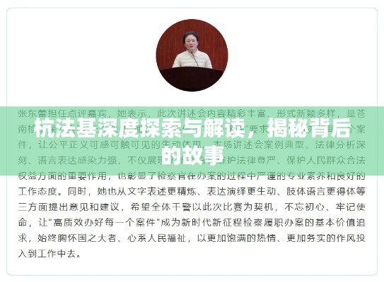 杭法基深度探索与解读，揭秘背后的故事