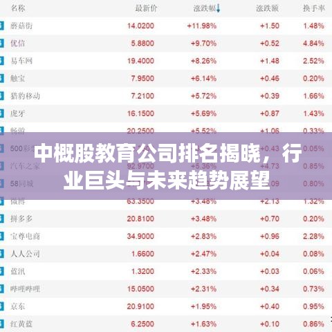 中概股教育公司排名揭晓，行业巨头与未来趋势展望
